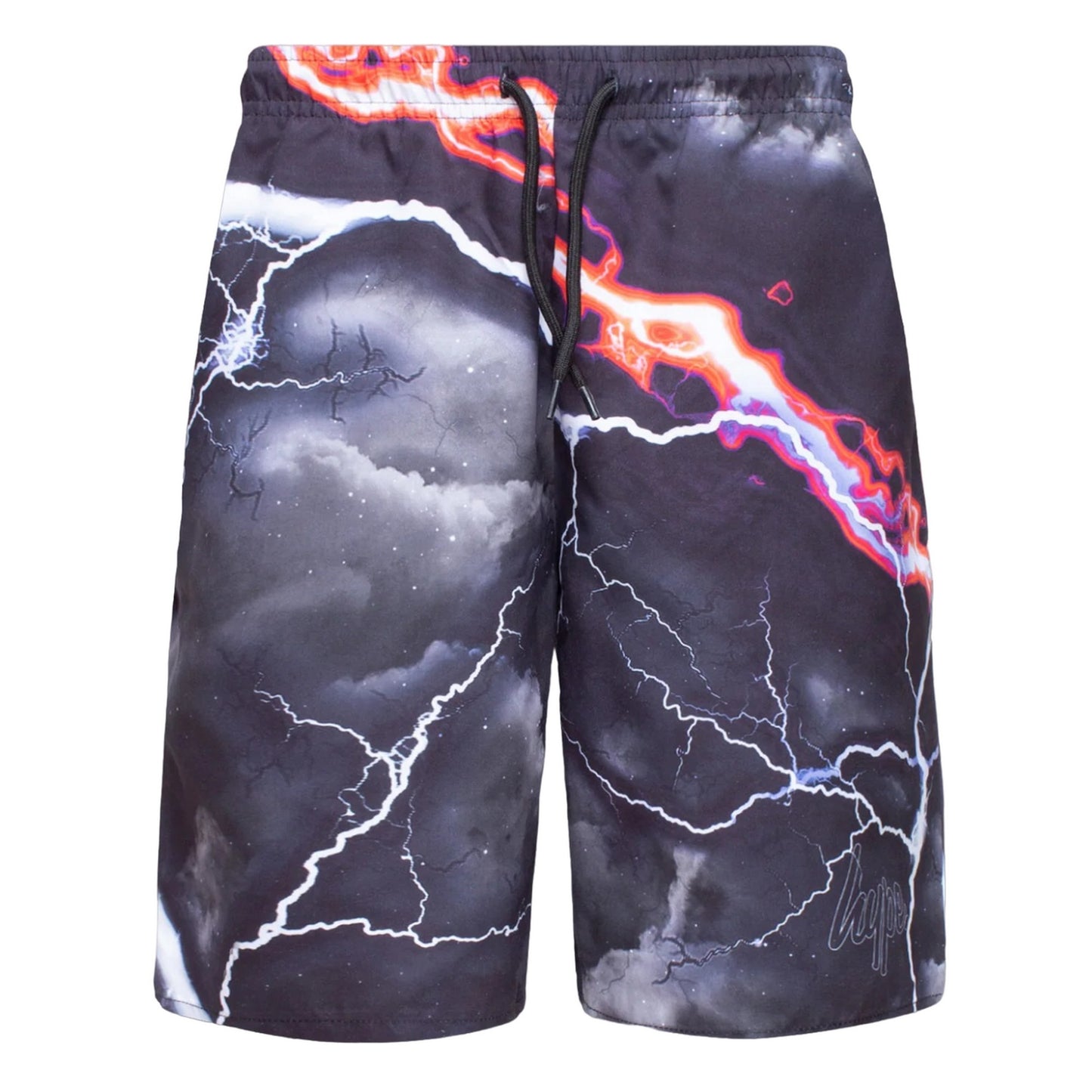 Black-Orange-White - Front - Hype Boys Smokey Storm Script Swim Shorts