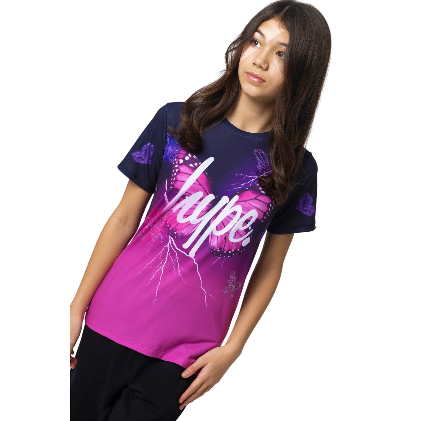 Black - Side - Hype Girls Fade Butterfly T-Shirt