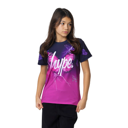 Black - Front - Hype Girls Fade Butterfly T-Shirt