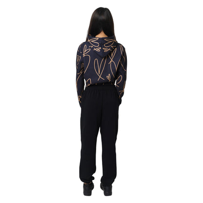 Brown - Back - Hype Girls Scribble Heart Crop Hoodie
