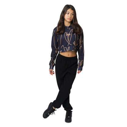 Brown - Lifestyle - Hype Girls Scribble Heart Crop Hoodie