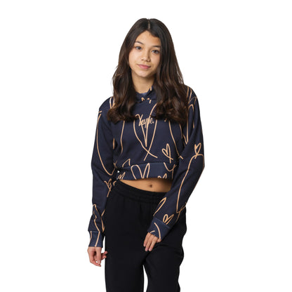 Brown - Front - Hype Girls Scribble Heart Crop Hoodie
