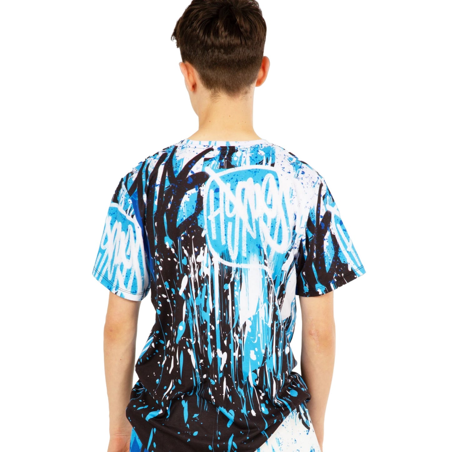 Blue-White-Black - Back - Hype Boys Graffiti Drips T-Shirt