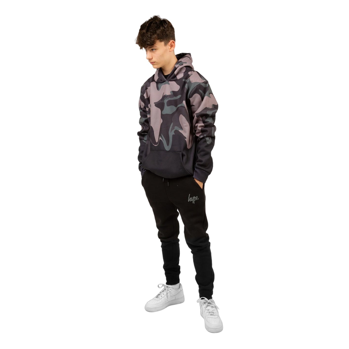 Khaki Green-Black - Lifestyle - Hype Boys Camo Drips Hoodie