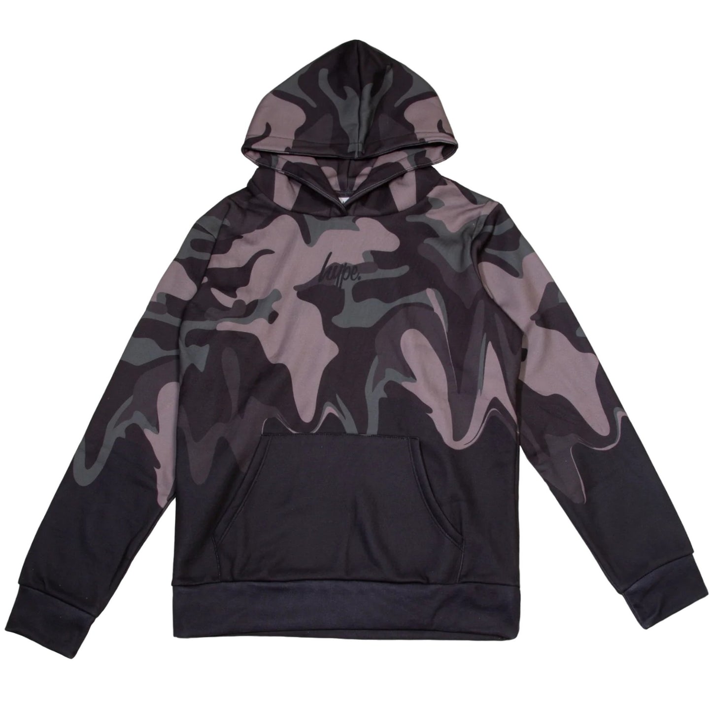 Khaki Green-Black - Front - Hype Boys Camo Drips Hoodie