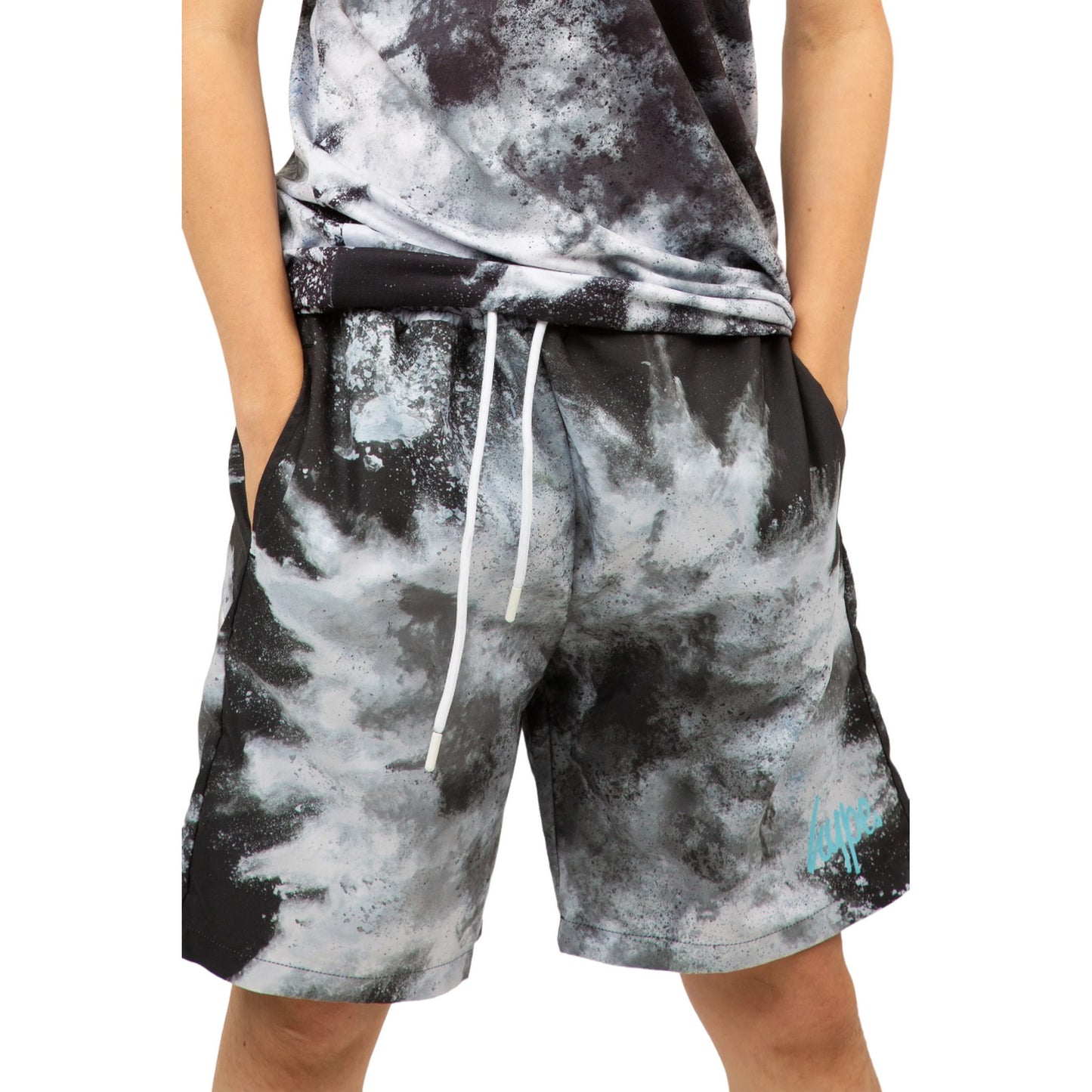 Black-White - Side - Hype Boys Mono Explosion Swim Shorts