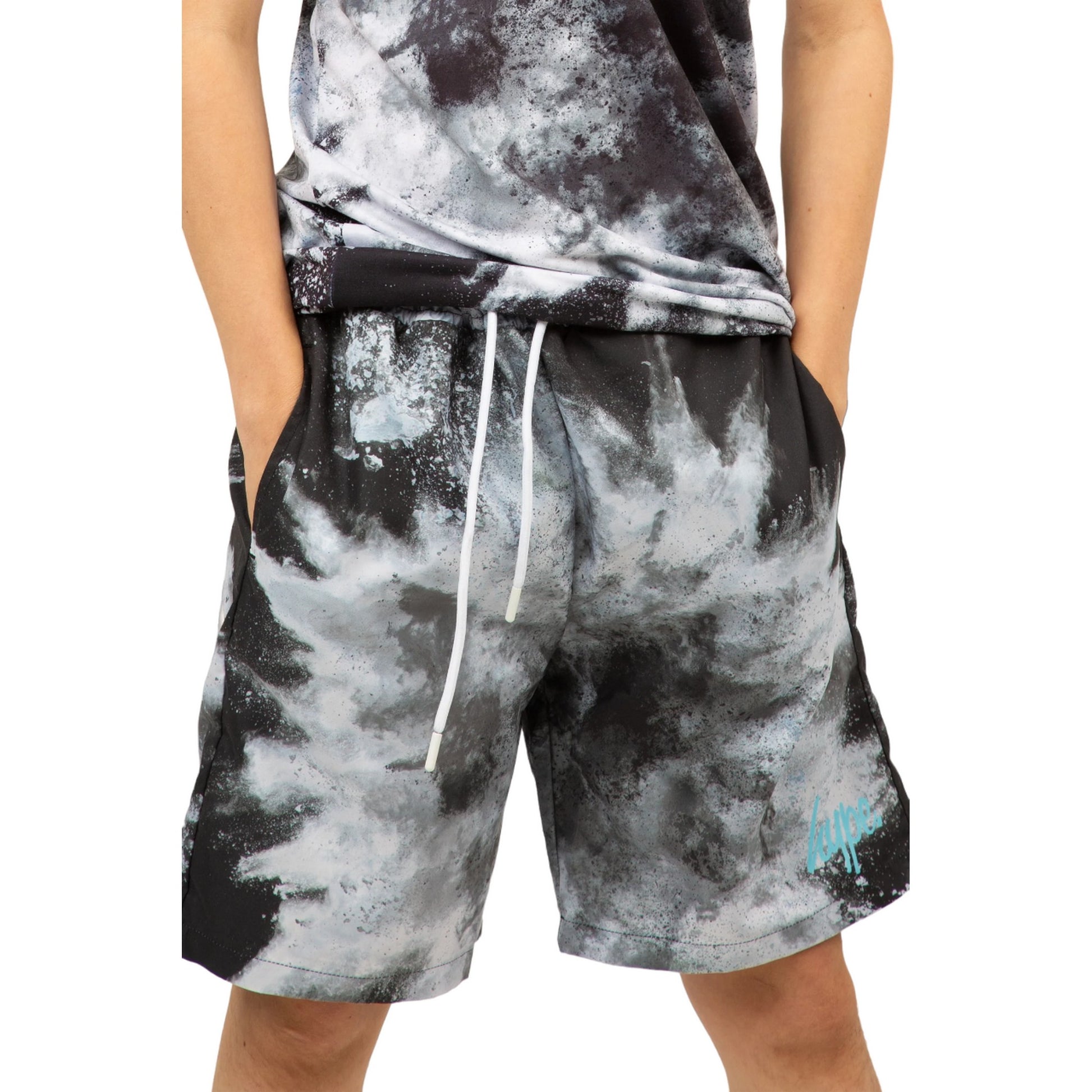 Black-White - Side - Hype Boys Mono Explosion Swim Shorts