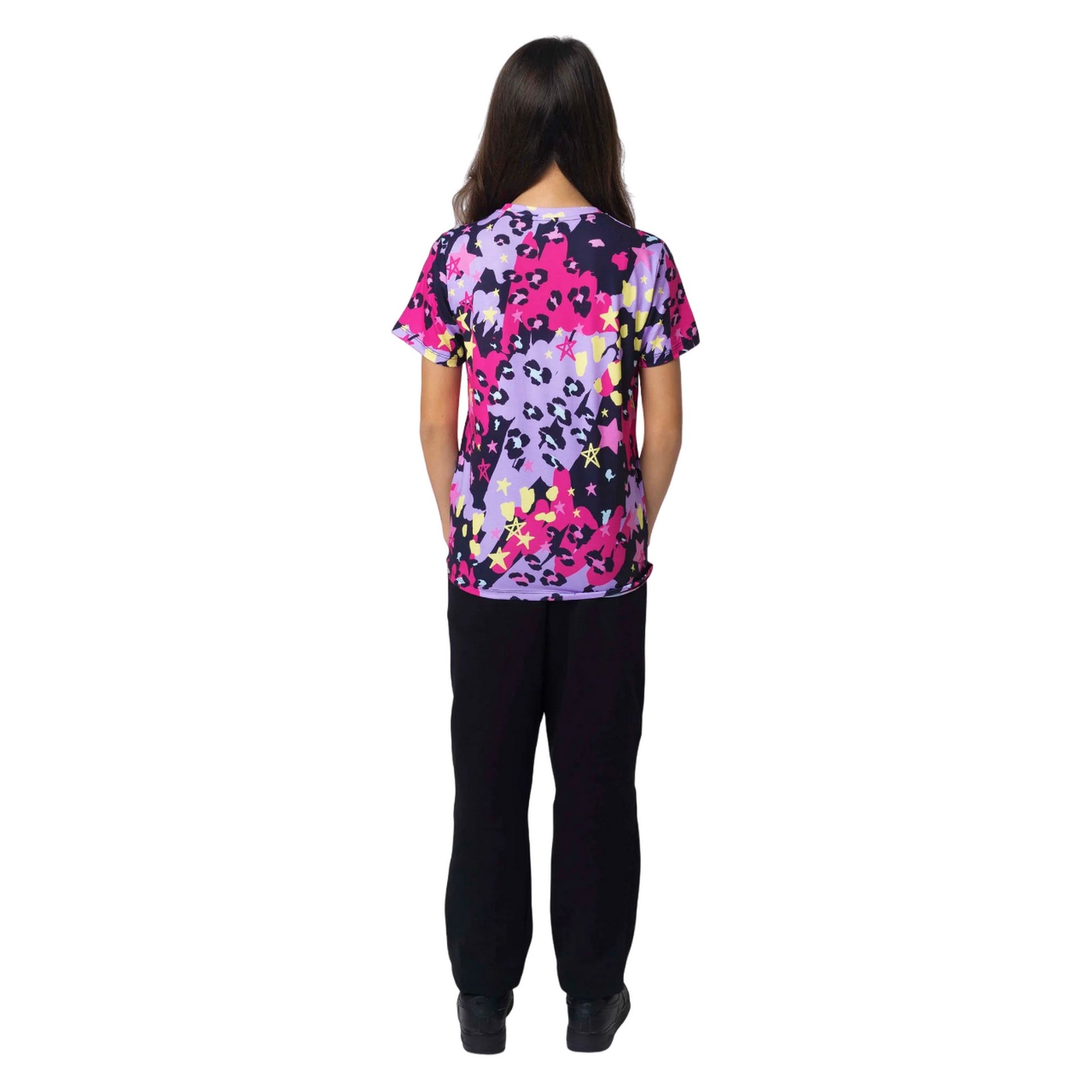 Multicoloured - Back - Hype Girls Doodle Leopard Print T-Shirt