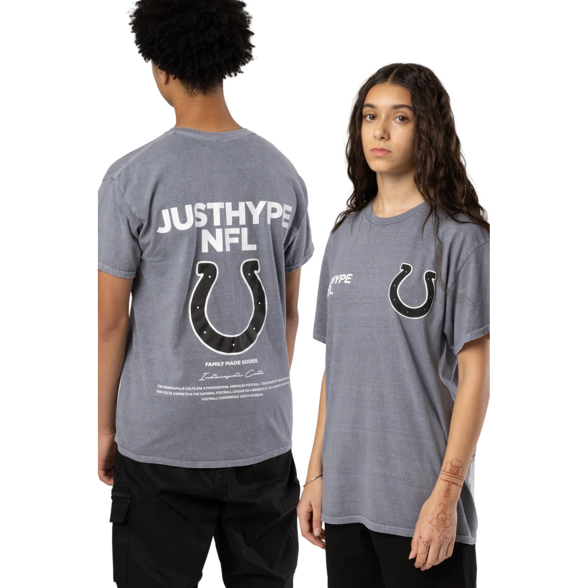 Grey - Side - Hype Childrens-Kids Indianapolis Colts NFL T-Shirt