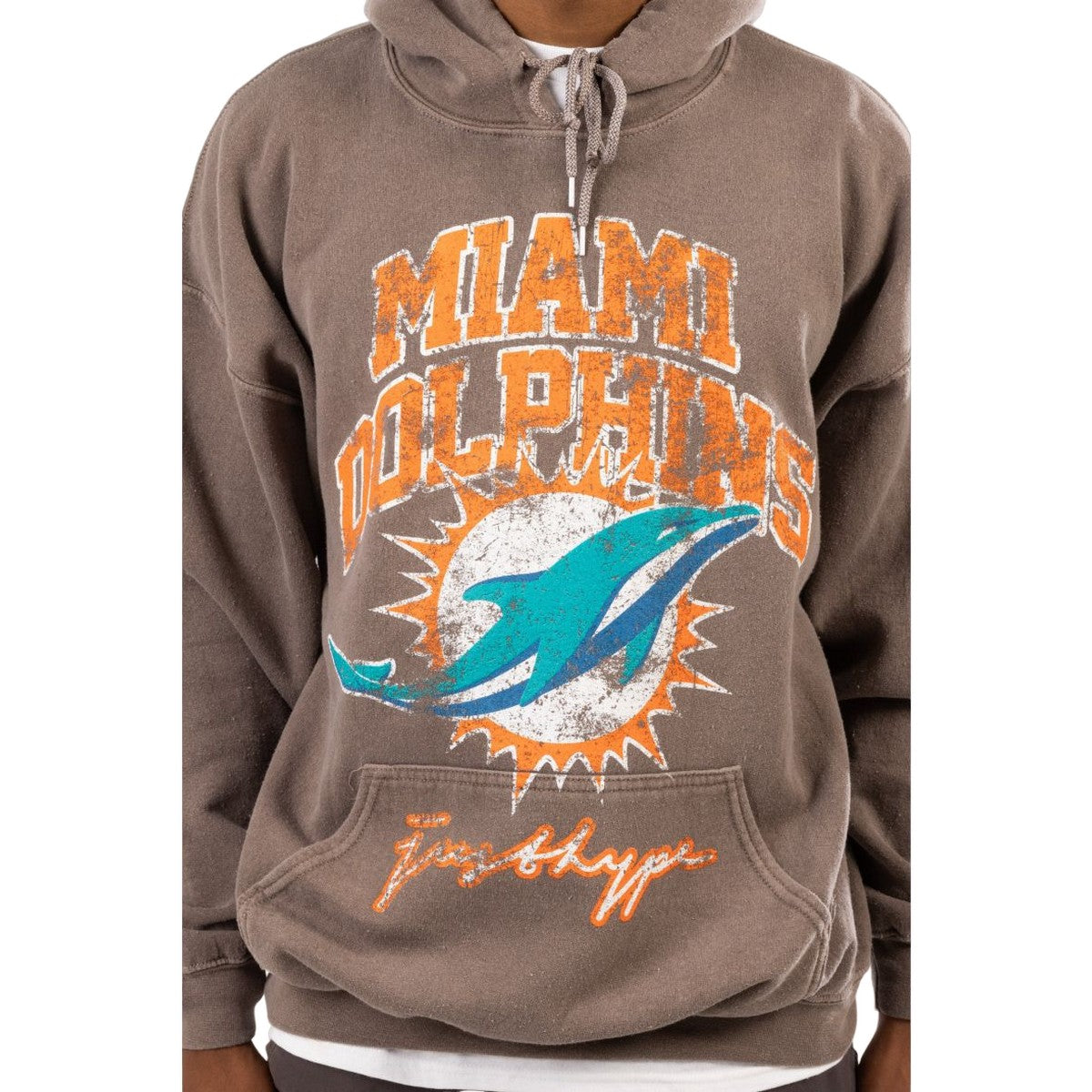 Brown - Side - Hype Unisex Adult Miami Dolphins NFL Hoodie