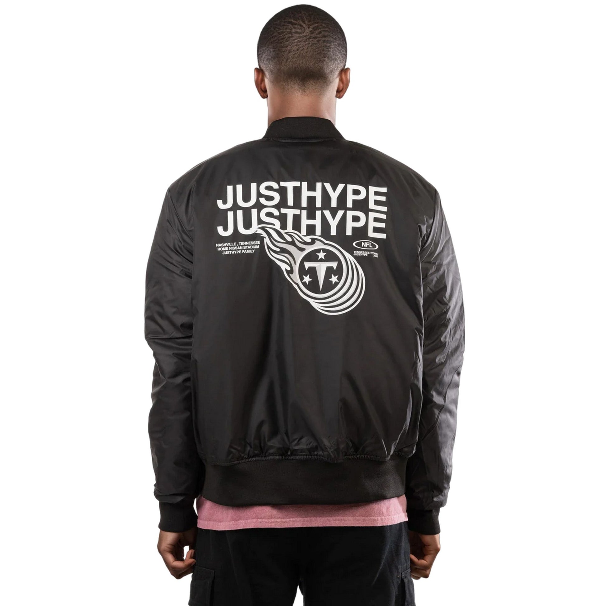 Black - Back - Hype Unisex Adult Tennessee Titans NFL Bomber Jacket