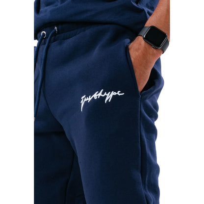 Navy - Side - Hype Mens Scribble Jogging Bottoms
