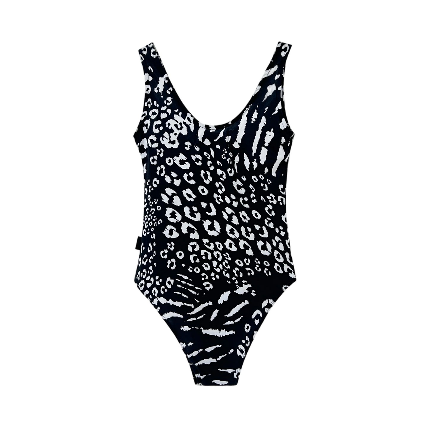 Black-White - Back - Hype Womens-Ladies Mixed Animal Print One Piece Swimsuit