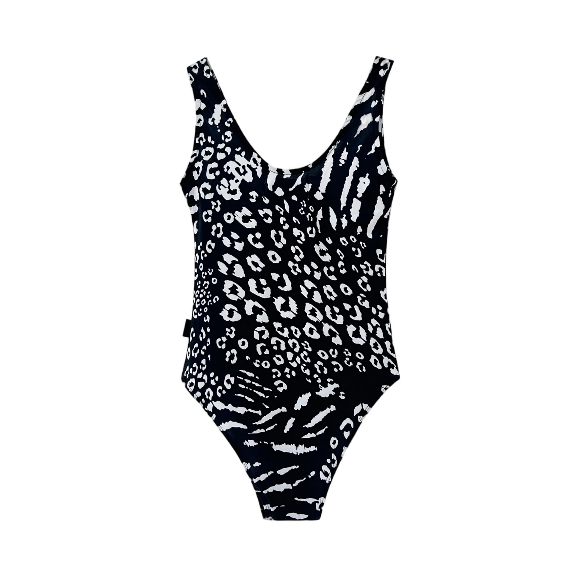 Black-White - Back - Hype Womens-Ladies Mixed Animal Print One Piece Swimsuit