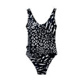 Black-White - Back - Hype Womens-Ladies Mixed Animal Print One Piece Swimsuit