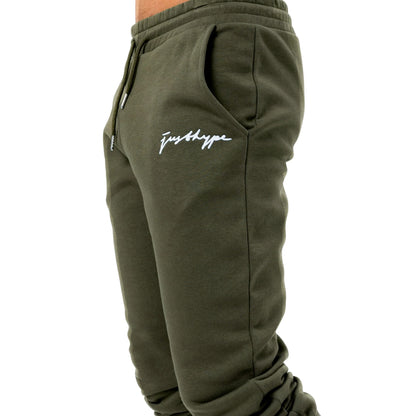Khaki Green - Side - Hype Mens Scribble Logo Jogging Bottoms