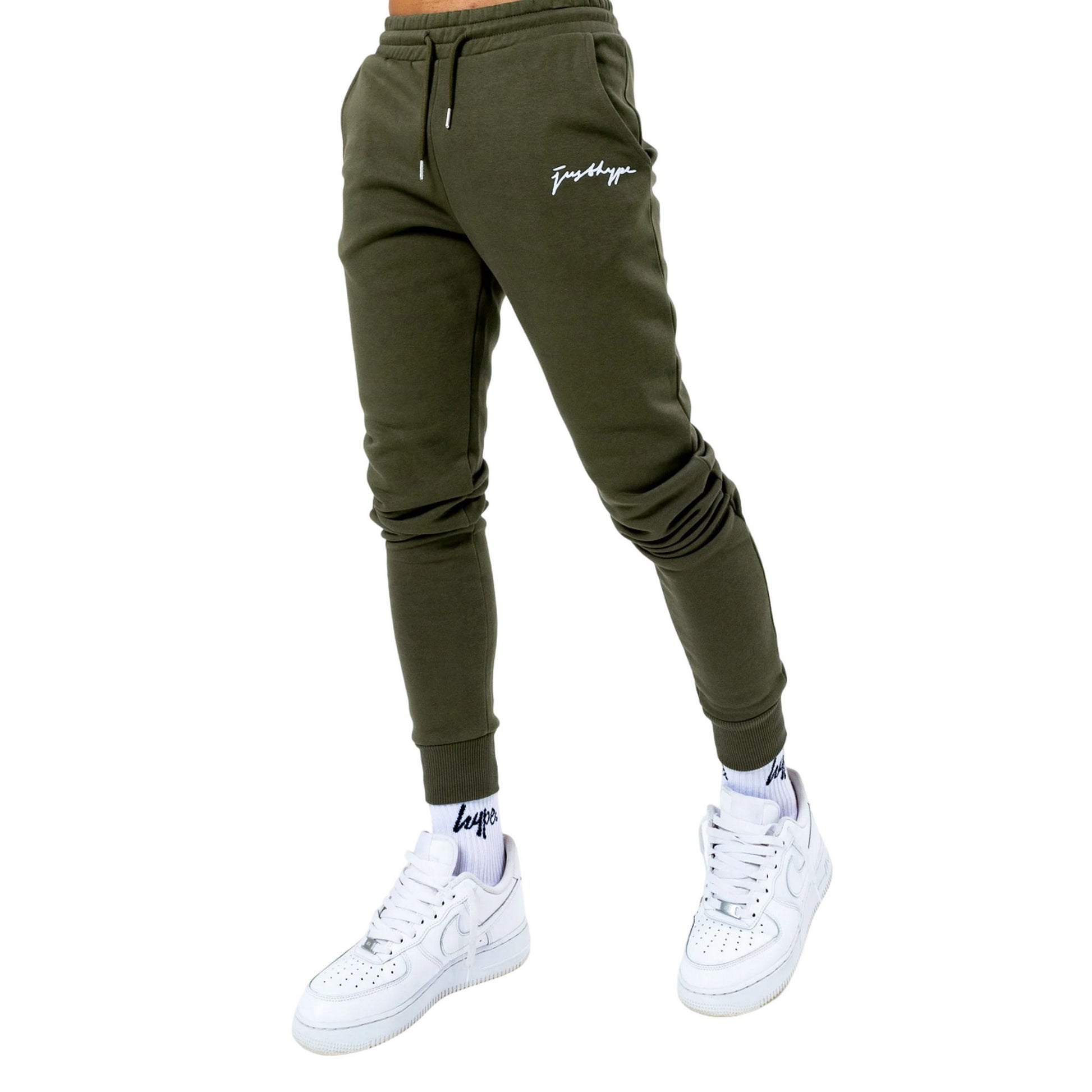 Khaki Green - Front - Hype Mens Scribble Logo Jogging Bottoms