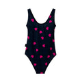 Black-Pink - Back - Hype Womens-Ladies Scatter Heart One Piece Swimsuit