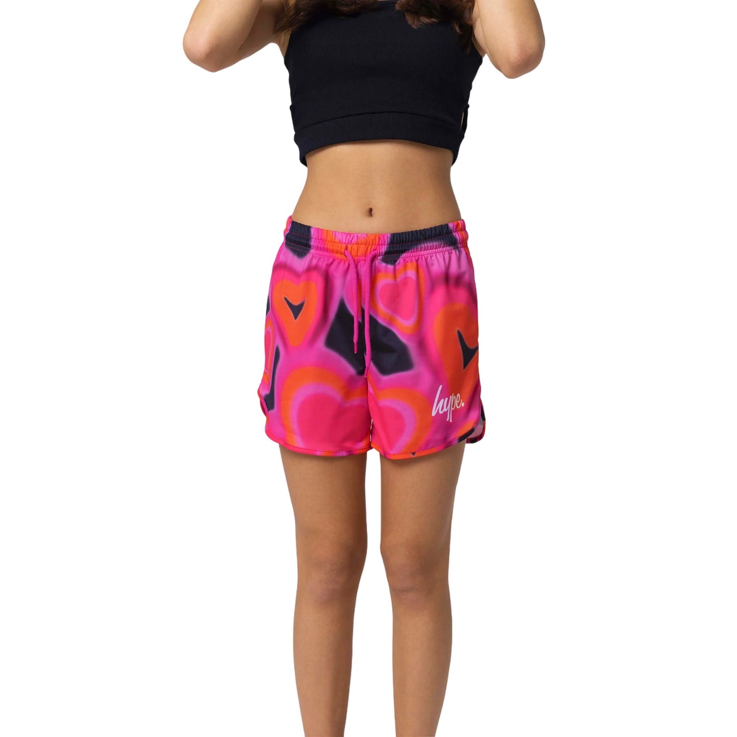 Pink-Black-Orange - Lifestyle - Hype Girls Spray Hearts Shorts