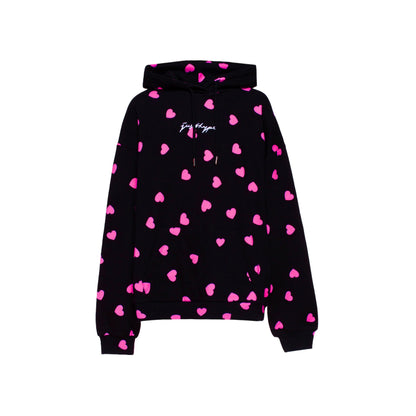 Black-Pink - Front - Hype Womens-Ladies Scatter Heart Scribble Hoodie