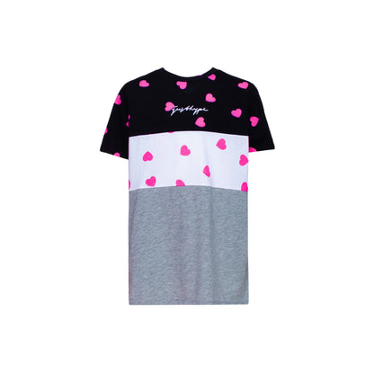 Black-White-Grey - Front - Hype Womens-Ladies Tri Scatter Heart Scribble T-Shirt
