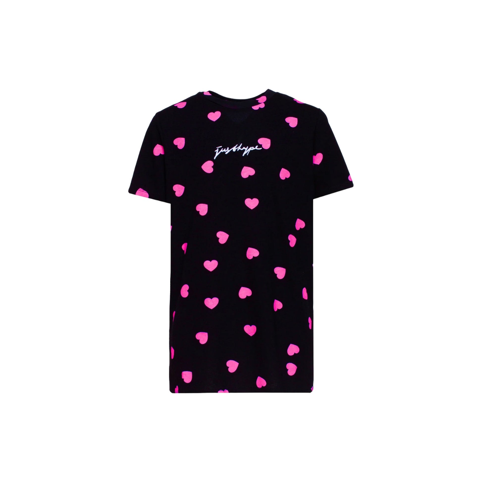 Black-Pink - Front - Hype Womens-Ladies Scatter Heart Scribble T-Shirt