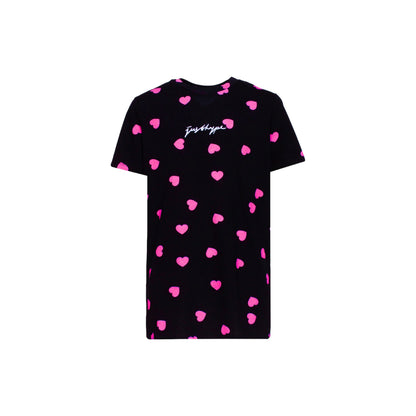 Black-Pink - Front - Hype Womens-Ladies Scatter Heart Scribble T-Shirt