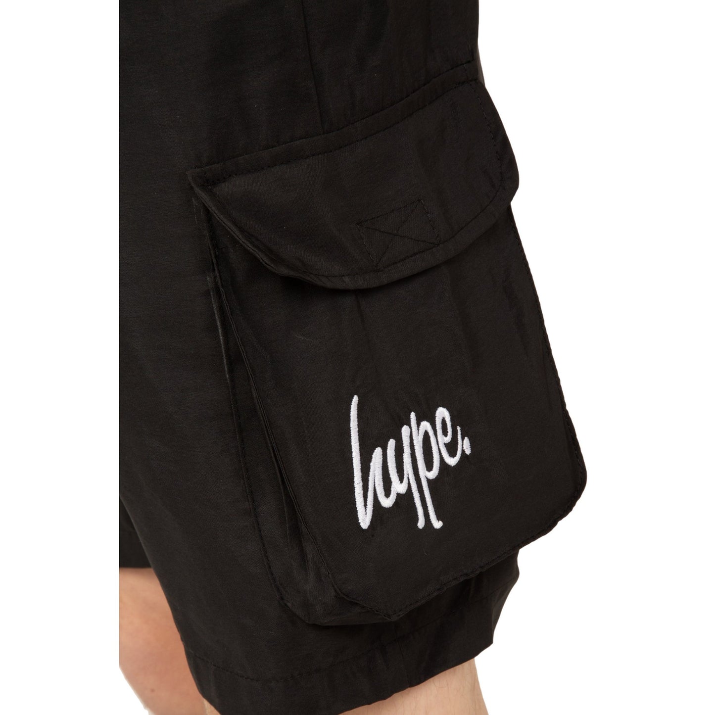 Black - Side - Hype Boys Lightweight Pocket Cargo Shorts