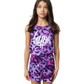 Purple - Side - Hype Girls Leopard Print Playsuit