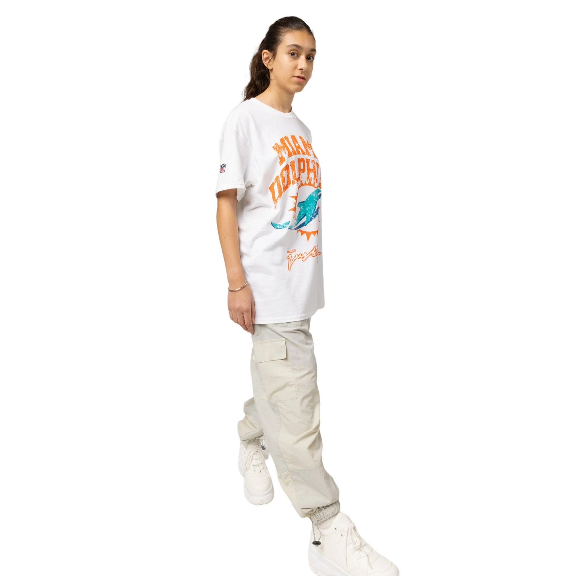White - Pack Shot - Hype Childrens-Kids Miami Dolphins NFL T-Shirt