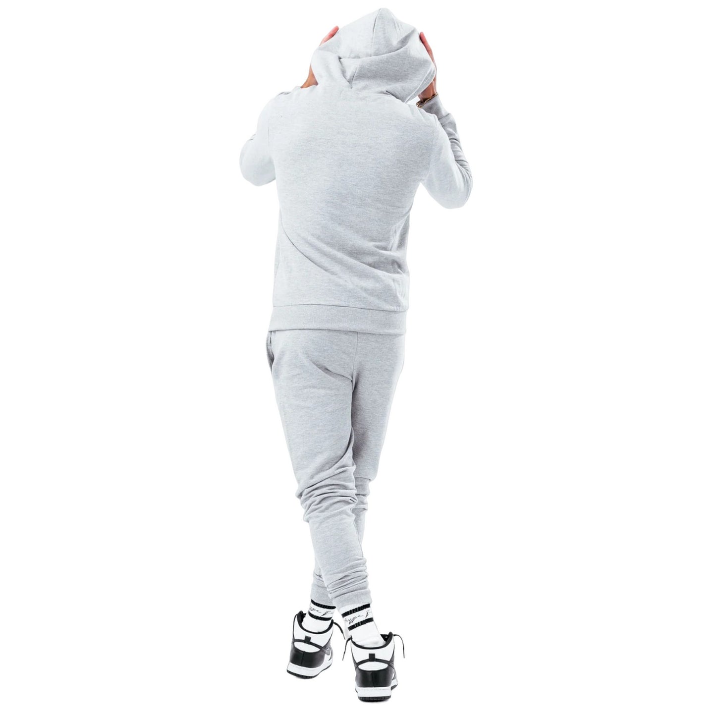 Grey - Back - Hype Mens Scribble Marl Full Zip Hoodie