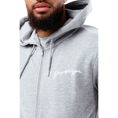 Grey - Side - Hype Mens Scribble Marl Full Zip Hoodie
