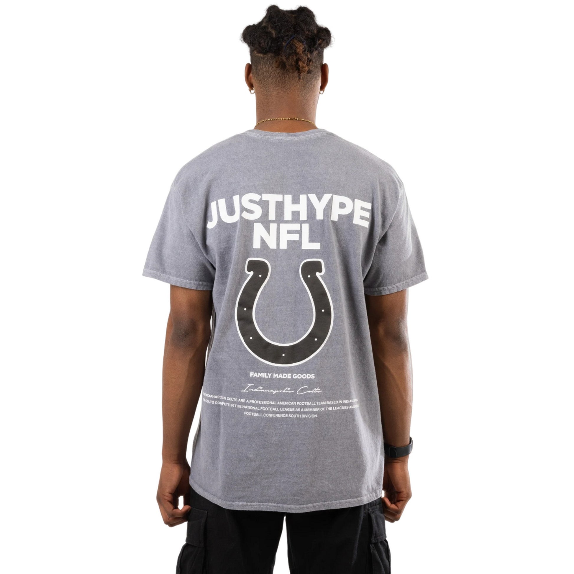 Grey - Back - Hype Unisex Adult Indianapolis Colts NFL T-Shirt