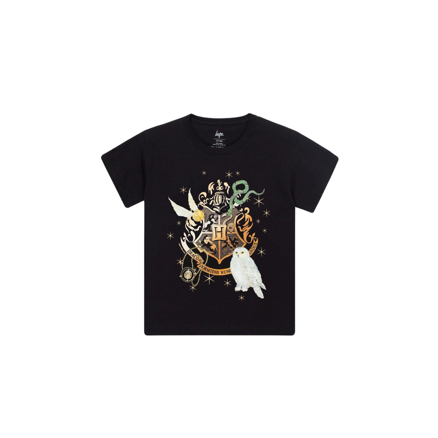 Black-Gold - Front - Hype Childrens-Kids Houses Harry Potter T-Shirt