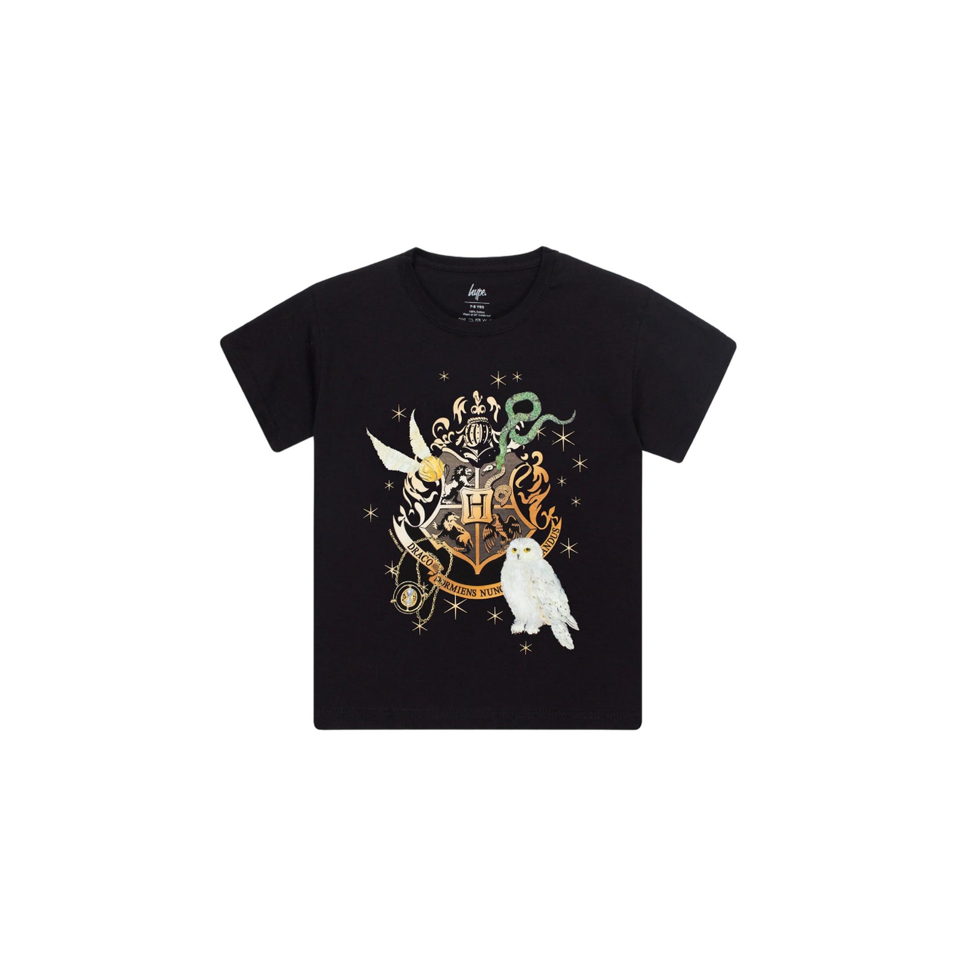 Black-Gold - Front - Hype Childrens-Kids Houses Harry Potter T-Shirt