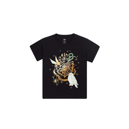 Black-Gold - Front - Hype Childrens-Kids Houses Harry Potter T-Shirt