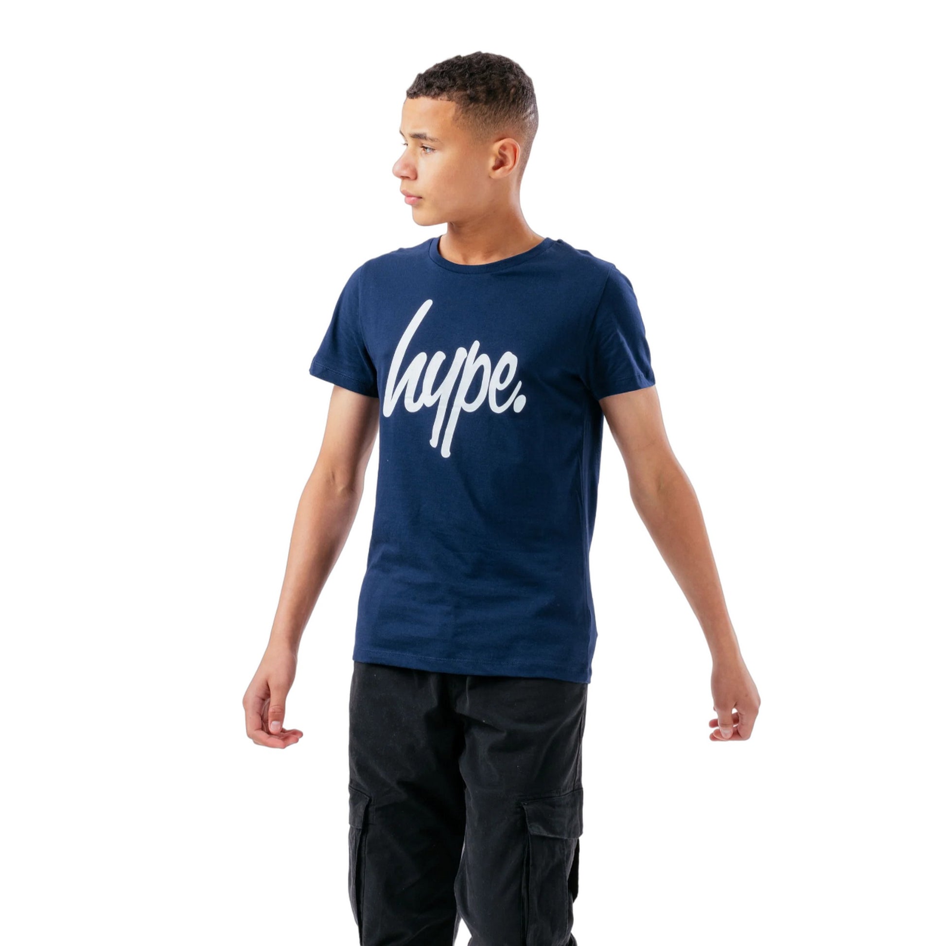 Navy - Lifestyle - Hype Childrens-Kids Script T-Shirt