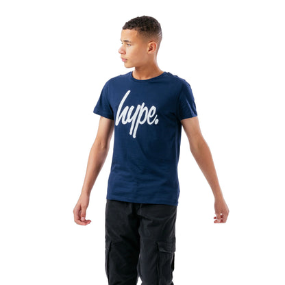 Navy - Lifestyle - Hype Childrens-Kids Script T-Shirt