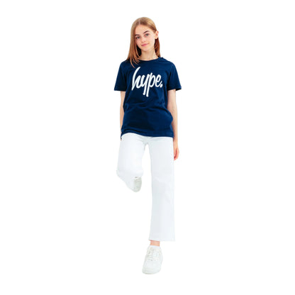Navy - Pack Shot - Hype Childrens-Kids Script T-Shirt