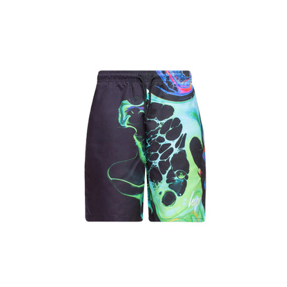 Black-Green-Blue - Front - Hype Boys Marble Ink Mini Script Swim Shorts
