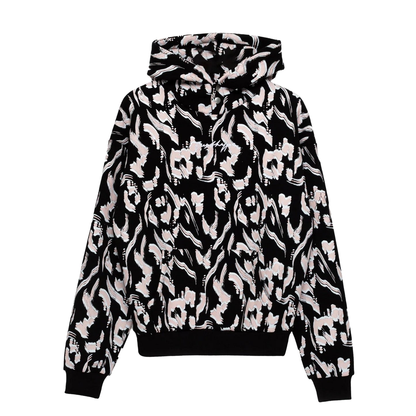 Black - Front - Hype Womens-Ladies Brush Stroke Leopard Print Hoodie