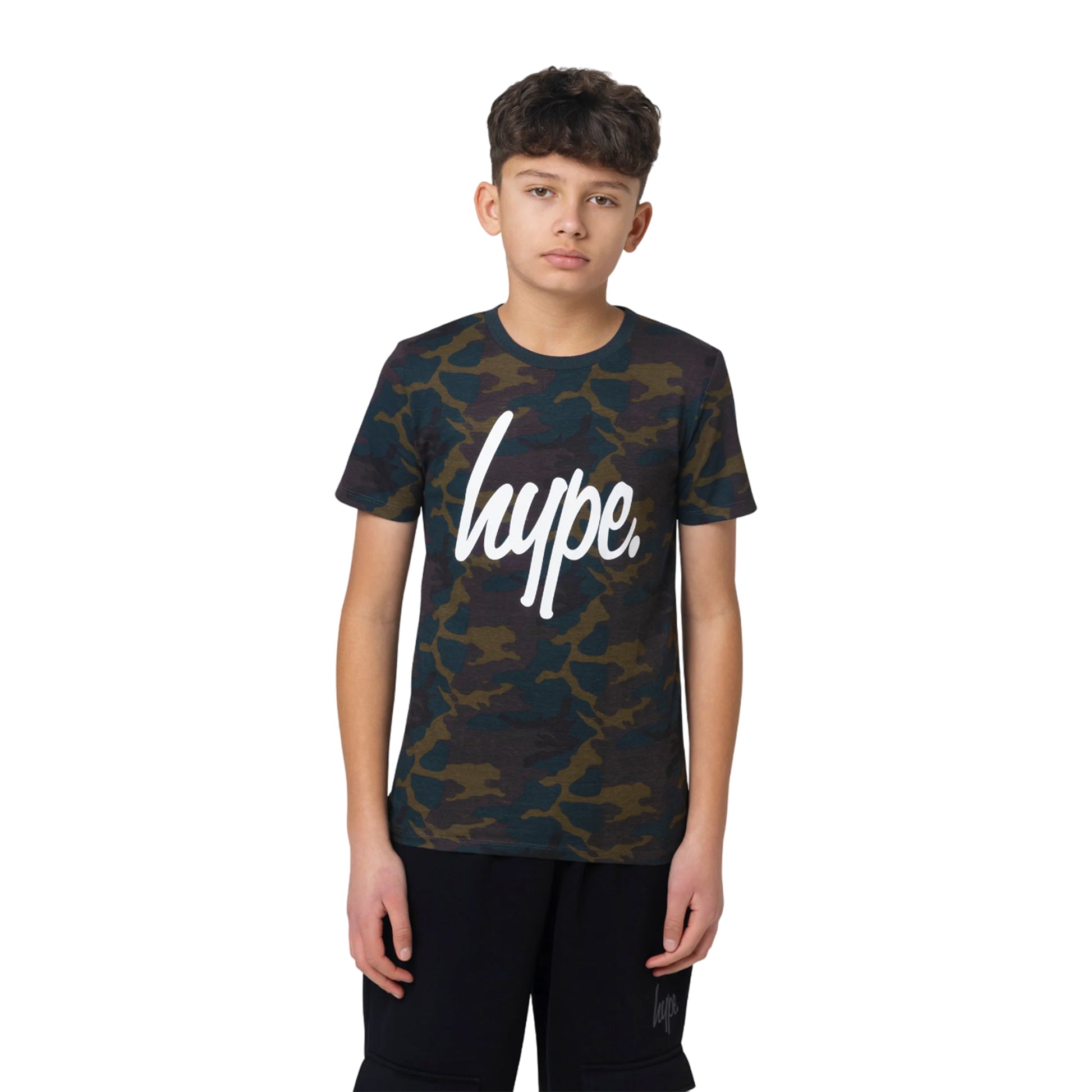 Khaki Green-Black - Side - Hype Boys Camo T-Shirt (Pack of 2)