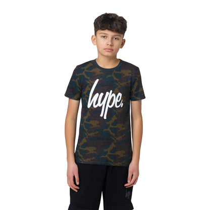 Khaki Green-Black - Side - Hype Boys Camo T-Shirt (Pack of 2)
