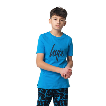 Black-Blue - Side - Hype Boys Water Short-Sleeved Long Pyjama Set