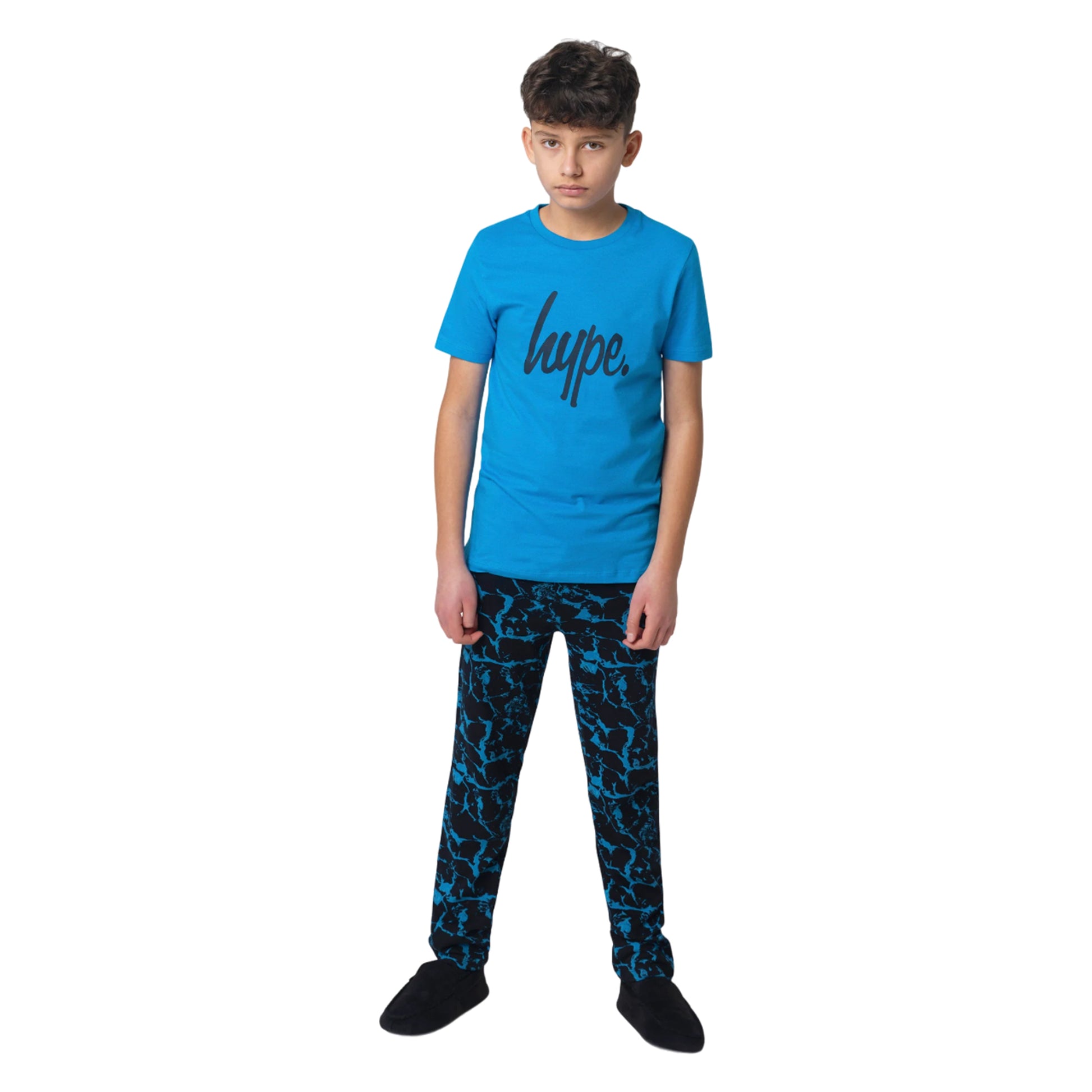 Black-Blue - Front - Hype Boys Water Short-Sleeved Long Pyjama Set