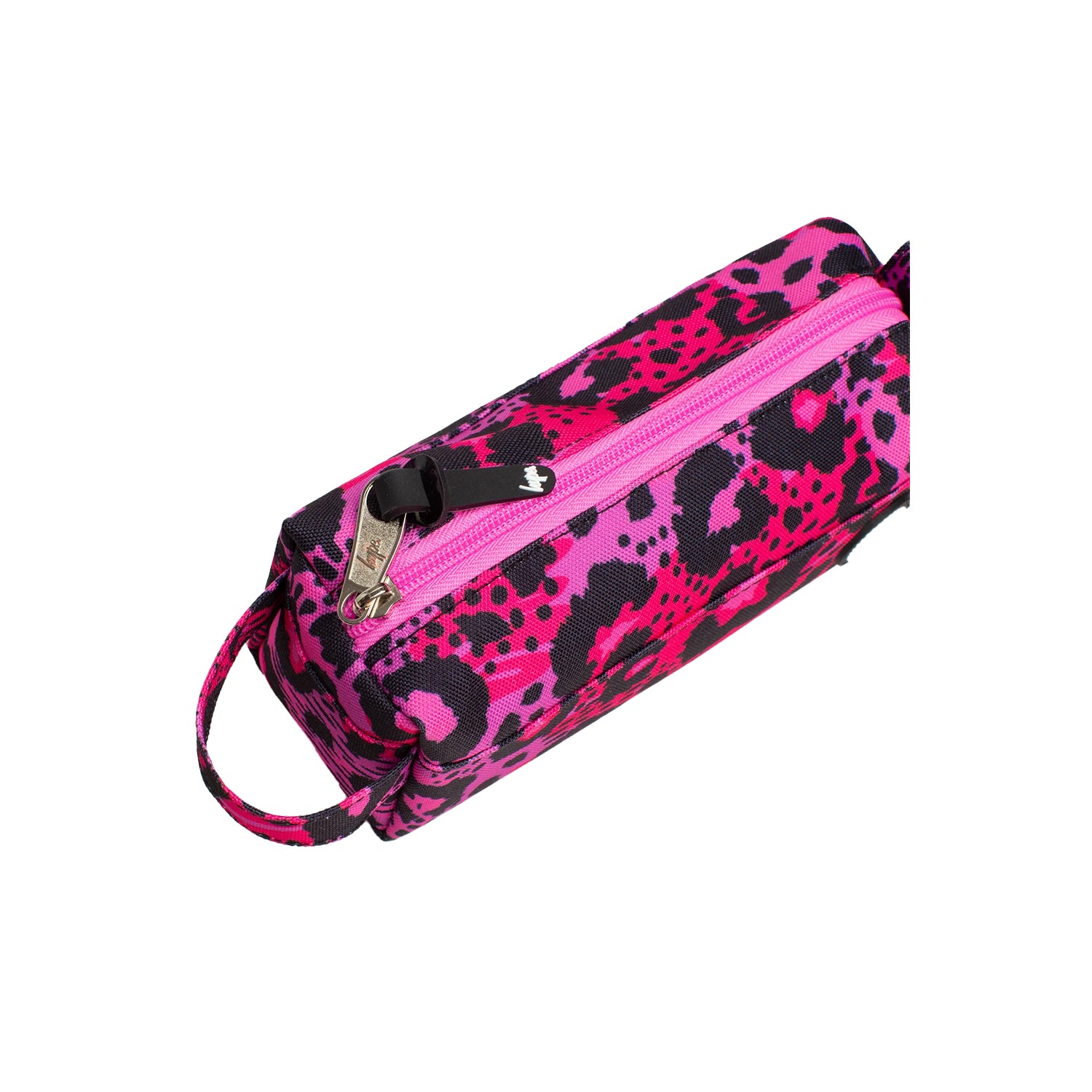 Pink-Black - Side - Hype Leopard Print Pencil Case
