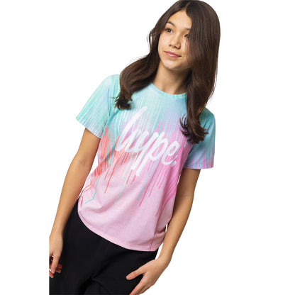 Mint-Pink - Side - Hype Girls Drips T-Shirt