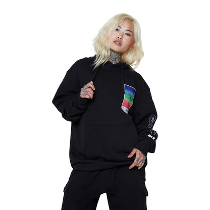 Black - Front - Hype Unisex Adult Square Spectrum Continu8 Boxy Hoodie