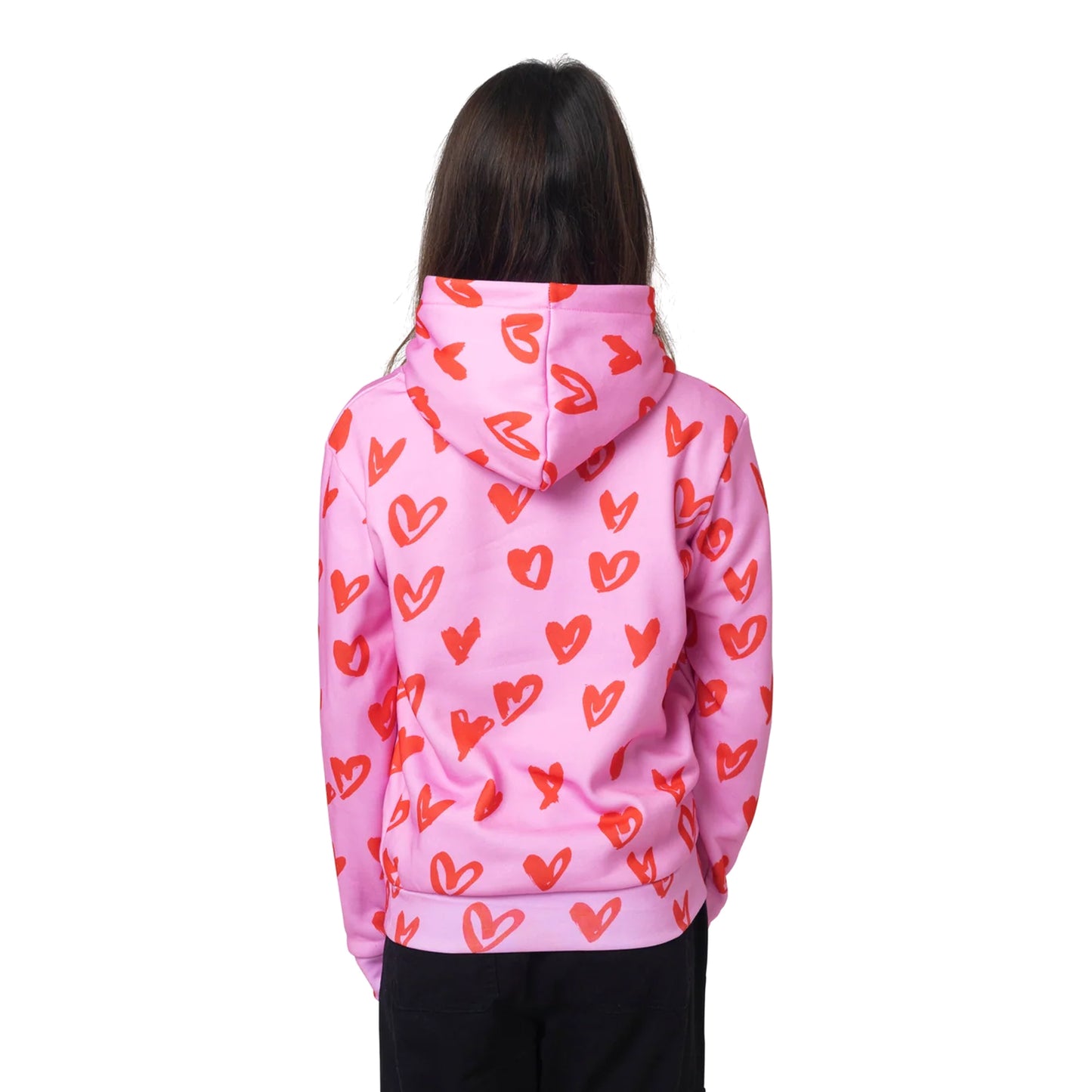 Pink-Red-White - Back - Hype Girls Scribble Hearts Hoodie