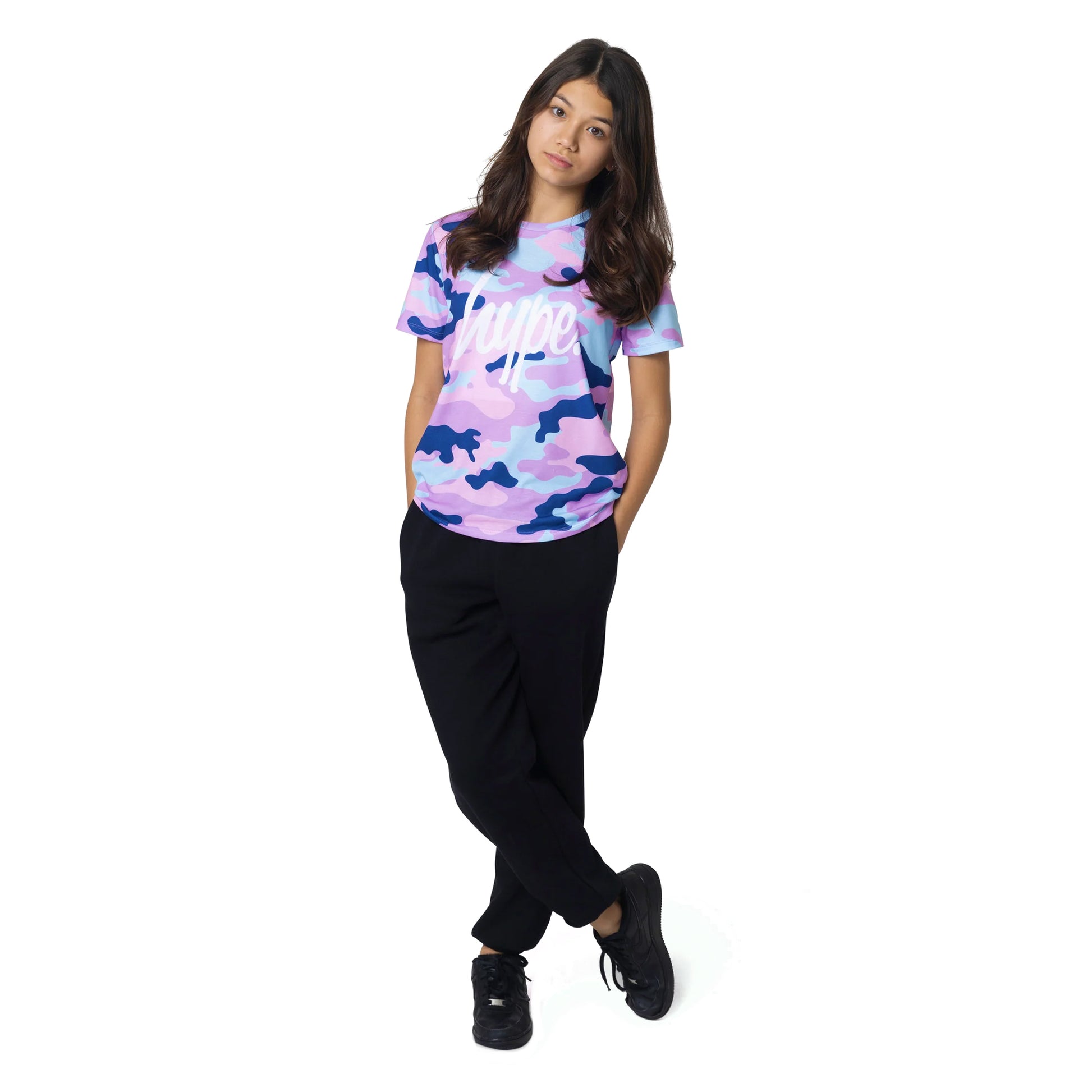Purple-Blue - Side - Hype Girls Evie Camo T-Shirt